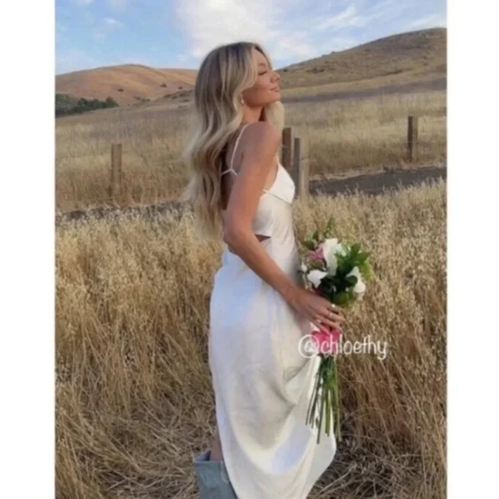 ZARA WHITE SATIN EFFECT CUT OUT BACK MIDI MAXI SLIP DRESS_10